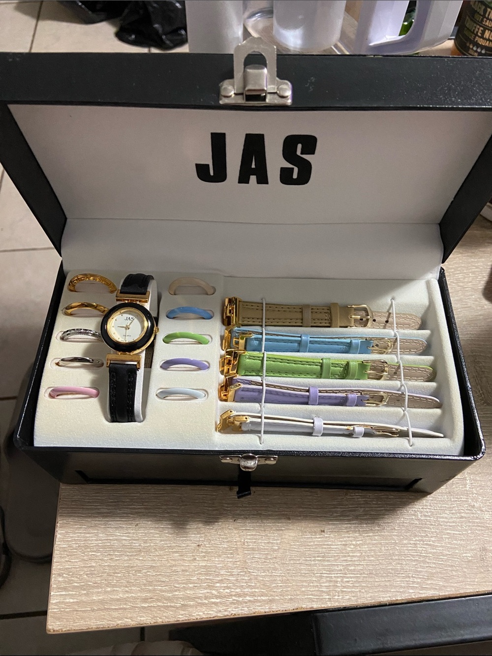 Vintage JAS Women's Interchangeable Watch Set with Pastel Straps